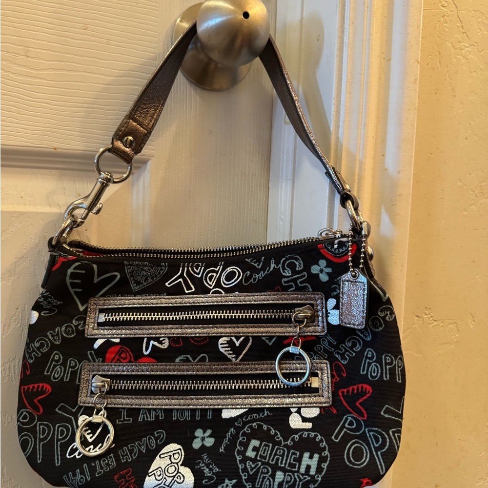 Black and Red Eclectic Shoulder Bag with Charms